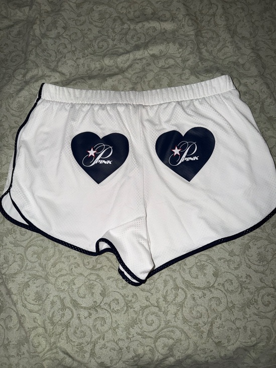 PINK Victoria's Secret White Mesh Shorts with Black Trim - Picture 6 of 8